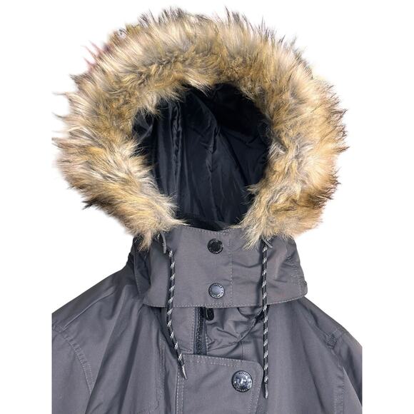 Noize Gray Ella Parka Winter Faux Fur Detachable Hood Jacket Women Sz L Ski Snow - Picture 5 of 16